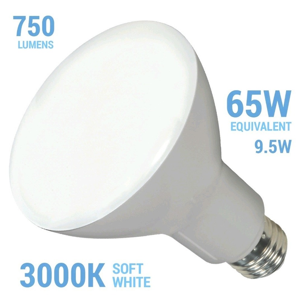 Satco S9621 105° Very‎ Wide Flood LED 9.5W =65W BR30 Medium E26 3000K Soft White